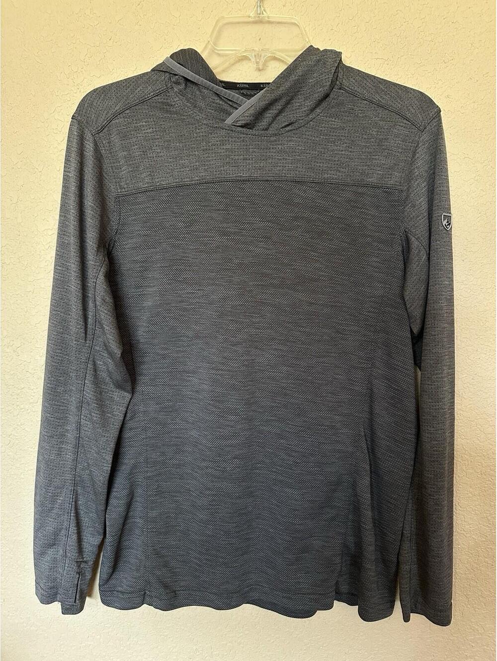 KUHL Engineered Hoody Men's Small Gray Hoody Lightweight UPF Sun Wicking 7423